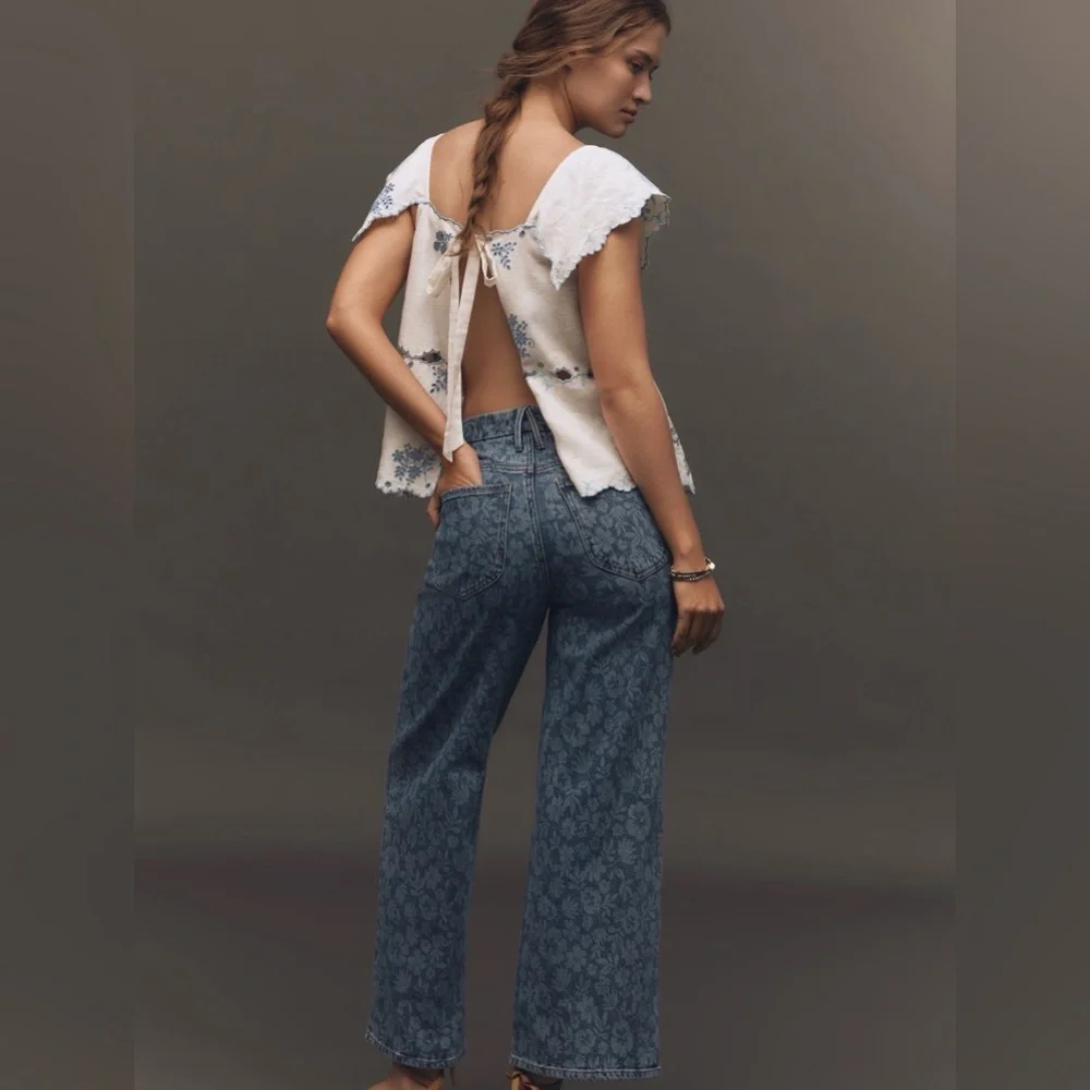 Good American Good Waist Palazzo High-Rise Crop Jeans size 4 - Picture 5 of 8